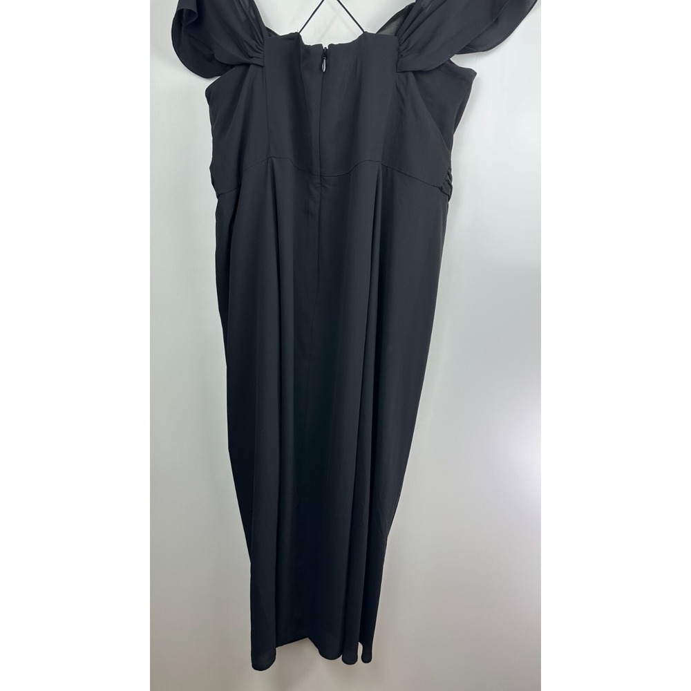 City Chic Entwine Ruched Cold Shoulder Tulip Midi Dress Black Plus Size L 20 - Picture 9 of 14